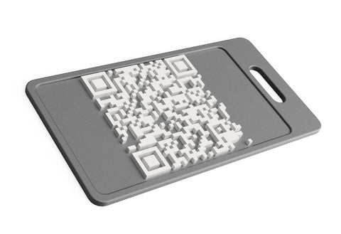 QR code badge 3D printed in two colors
